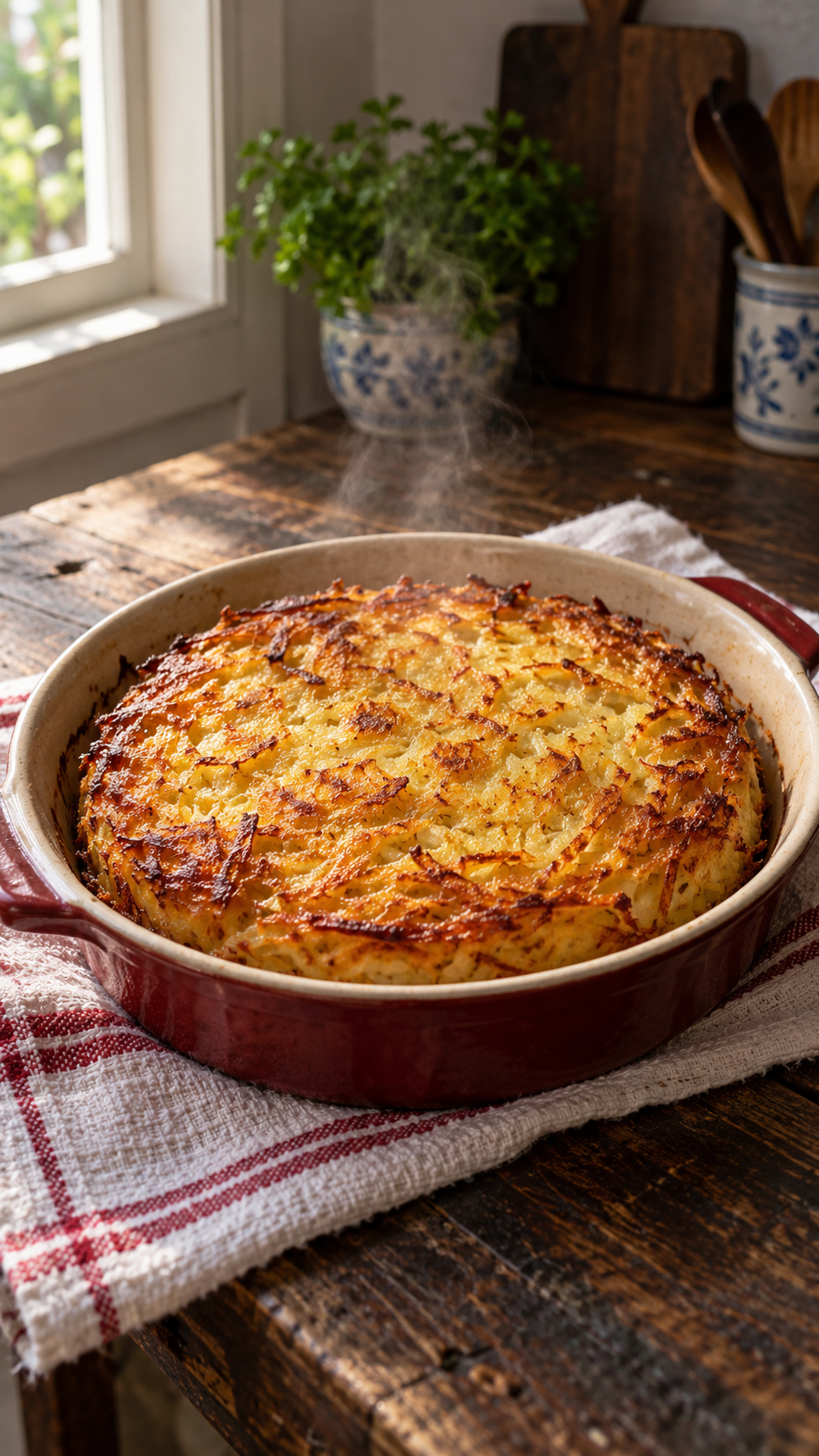 Rösti de batata na air fryer, crocante por fora e macio por dentro, com só batata, manteiga e sal. O segredo é espremer bem a batata ralada.